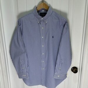 Polo by Ralph Lauren Men's Navy and White Striped Shirt